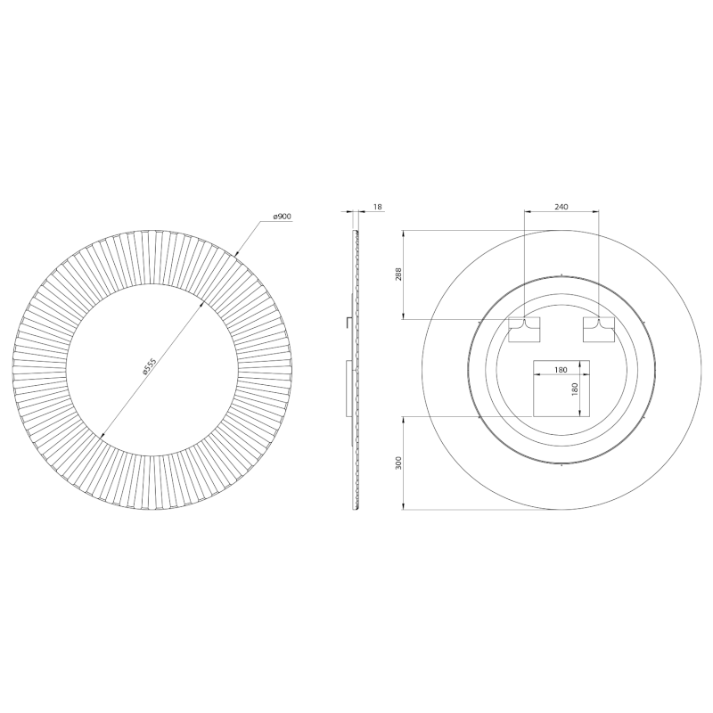 PRIDE STRIP kulaté zrcadlo s LED osvětlením v rámu ø 90cm, bronz PD954
