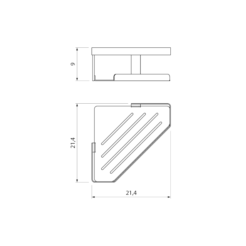 MYLINE rohová polička do sprchy, 214x90x214mm, černá mat 105T12001