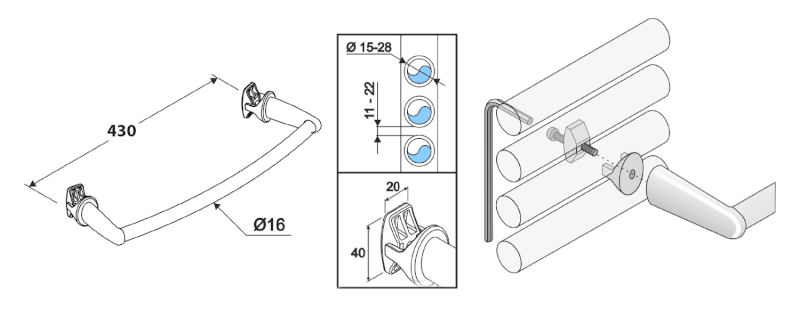 Sušák ručníků na otopná tělesa 43cm oblý, bílá IDO-50