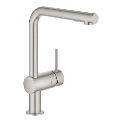 Minta Dřezová baterie s výsuvnou sprškou, supersteel GROHE 30274DC0