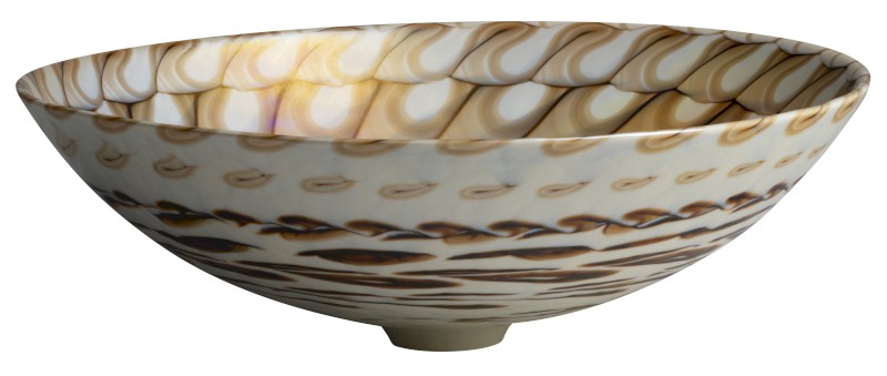 CARAIBI MURANO skleněné umyvadlo na desku, průměr 41cm, ivory/hnědá YM1236