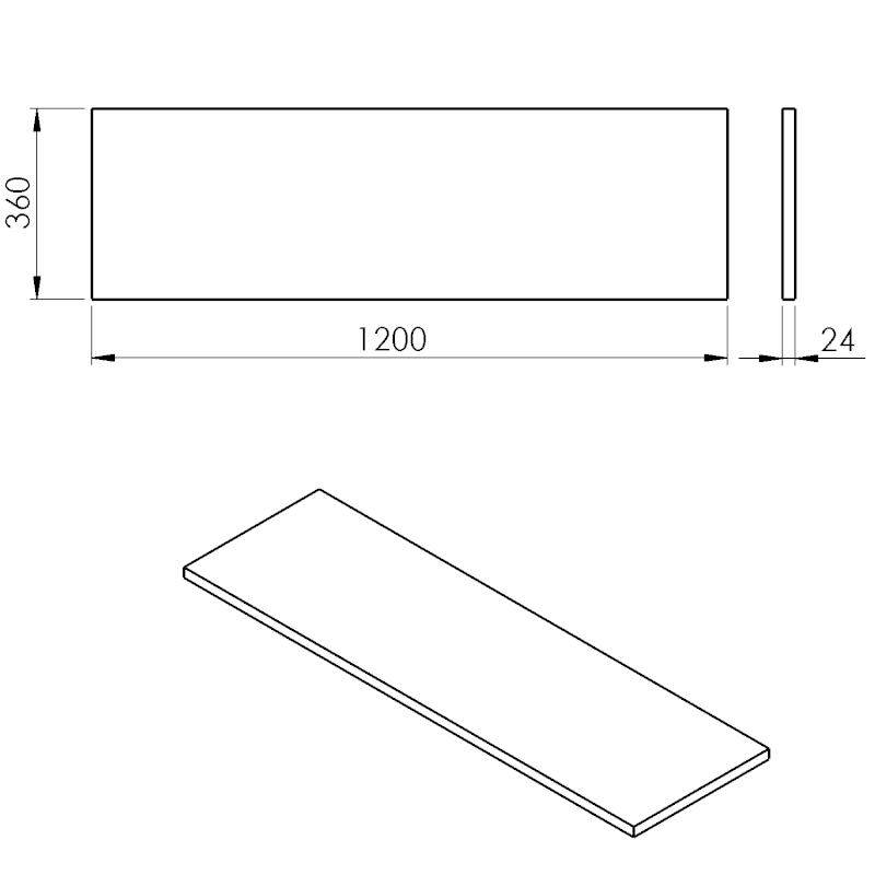 PLATO deska Rockstone 1200x24x360mm, bílá mat PL126-0101