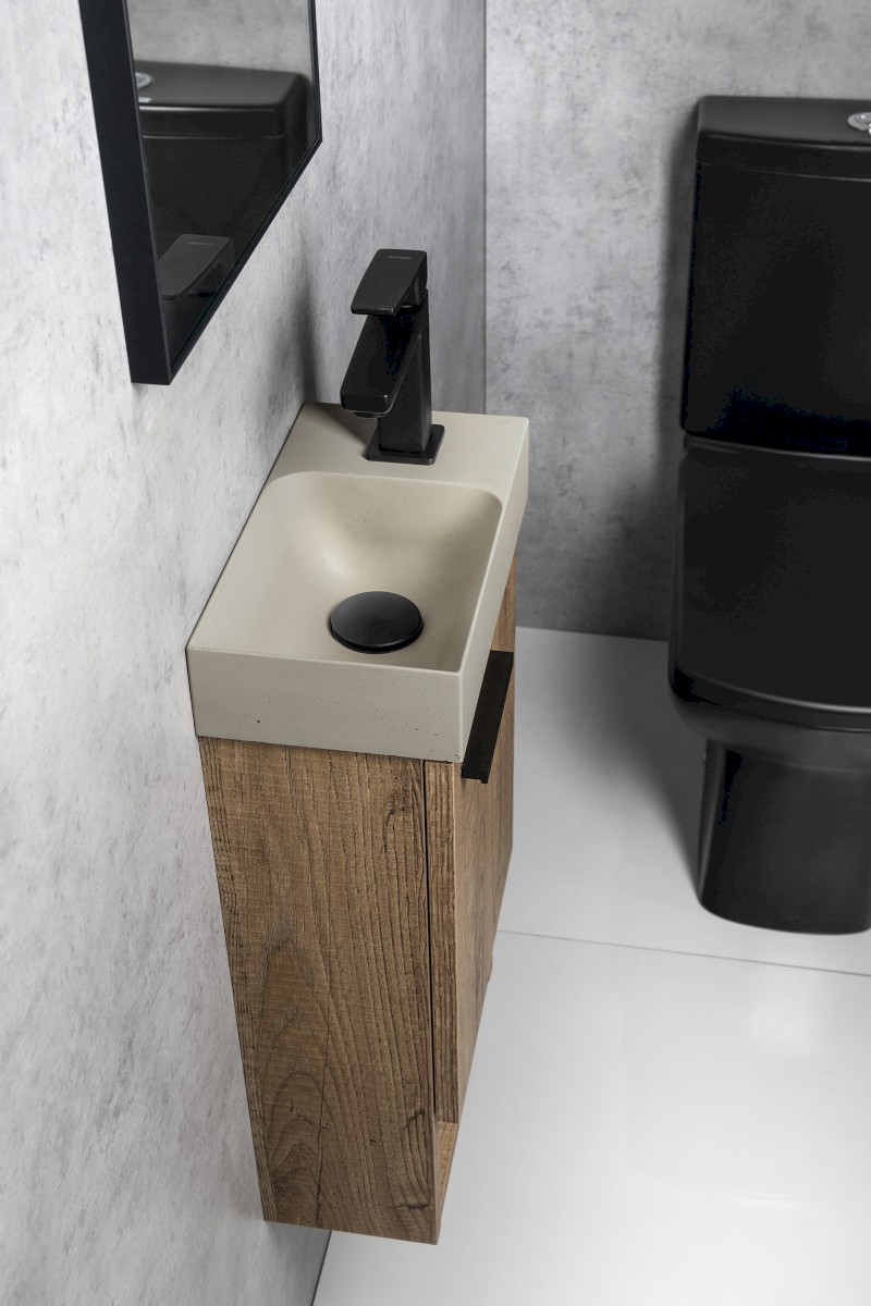 PICCOLINO betonové umývátko 30,8x17cm, baterie vpravo, písková mat PK30514