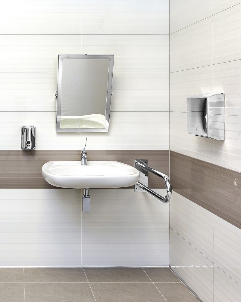 HANDICAP opěrné pevné madlo tvar U 813mm, nerez lesk XH540