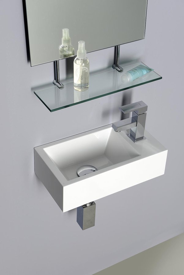 AMAROK umývátko, litý mramor, 40x22cm, baterie vpravo, bílá AR500