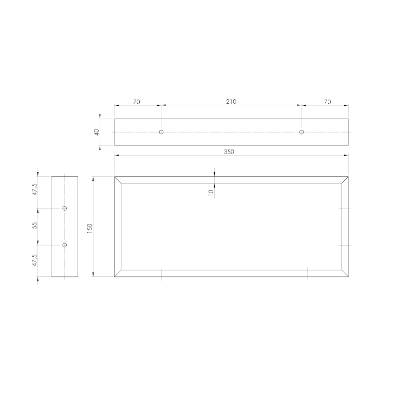 Podpěrná konzole 350x150x40mm, lakovaná ocel, bílá mat, 1 ks 30378