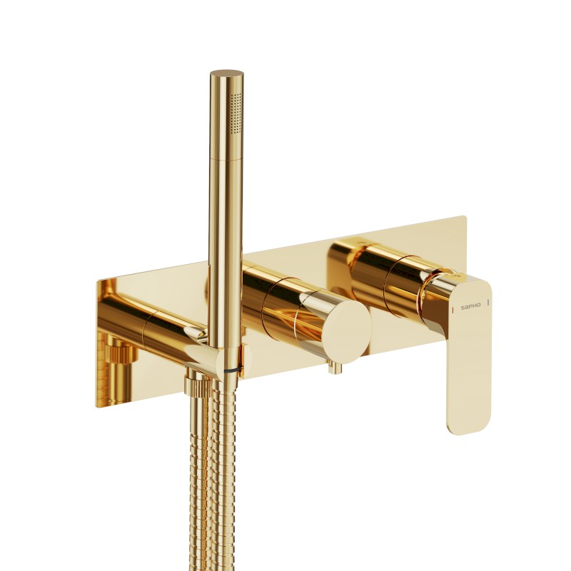 SPY podomítková sprchová/vanová baterie s ruční sprchou, 2 výstupy, zlato PY52/17