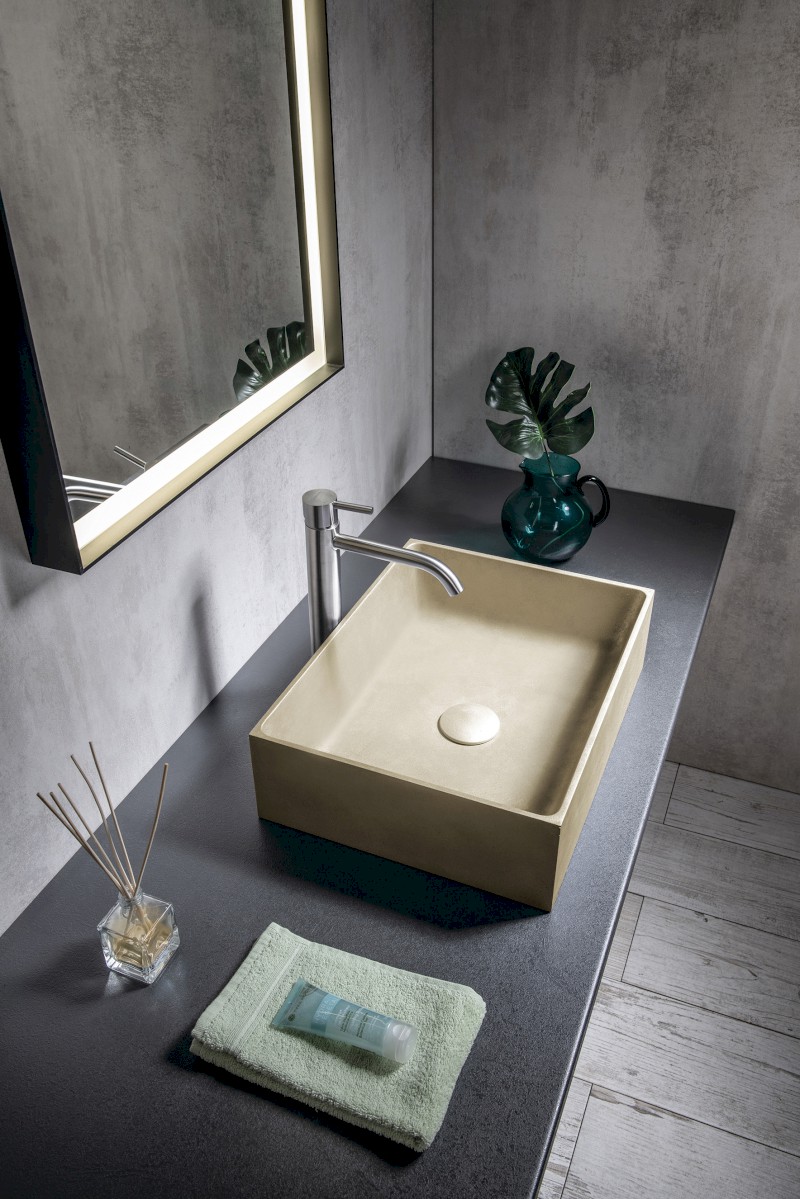 FORMIGO betonové umyvadlo na desku, 47,5x36,5cm, žlutá mat FG122