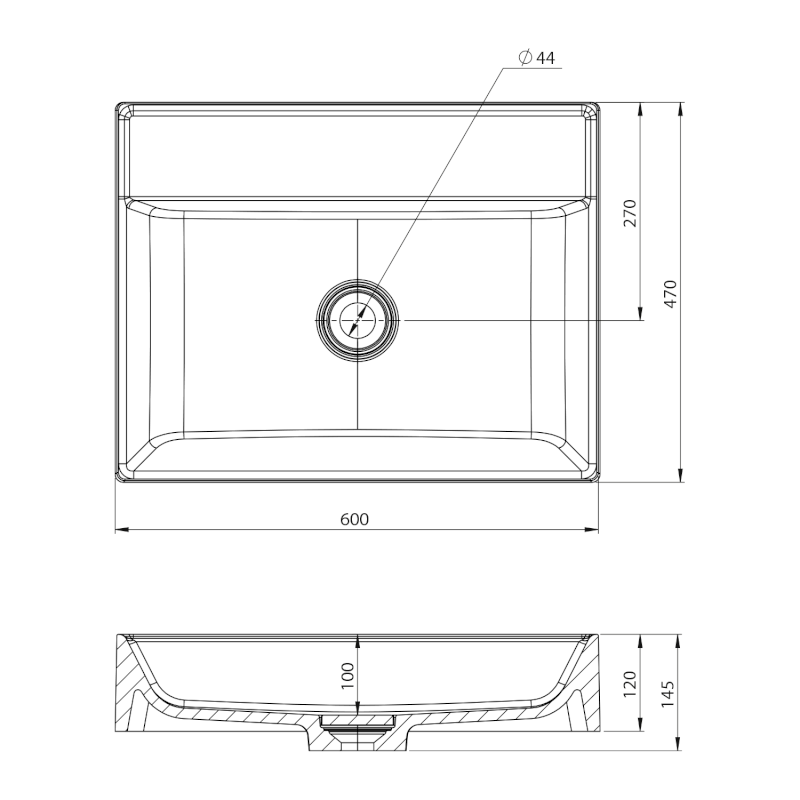 TWIG umyvadlo, litý mramor, 60x47cm, kryt výpusti, bez otvoru, bílá TW060-0