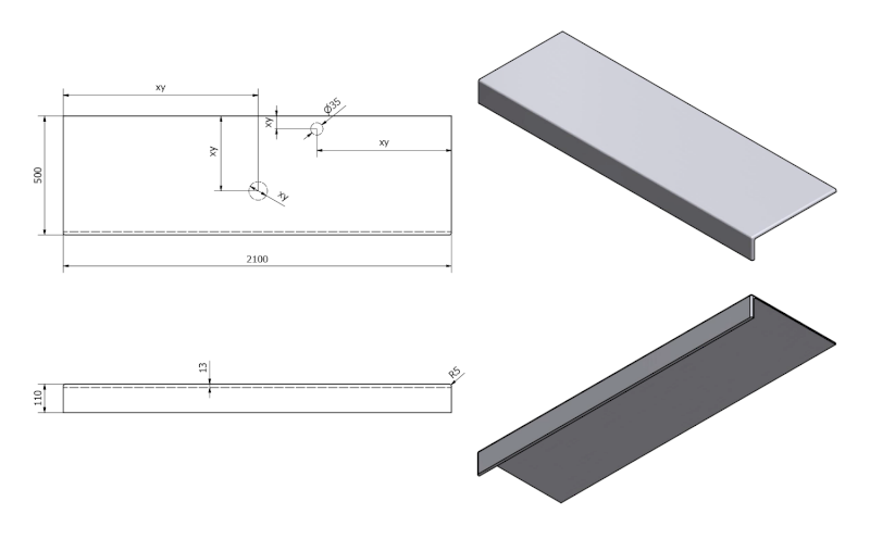 TAILOR rockstone deska 210x50 cm, provedení límce F TR210F