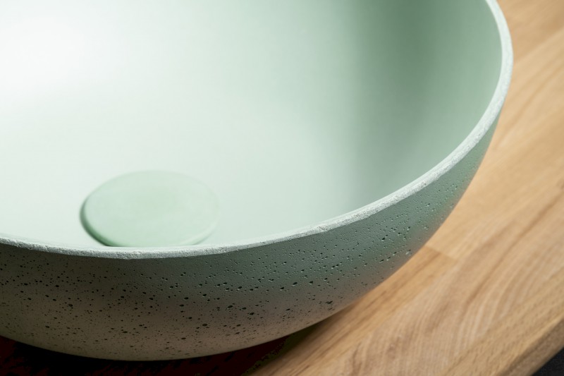 FORMIGO betonové umyvadlo na desku, Ø 39cm, zelená mat FG323