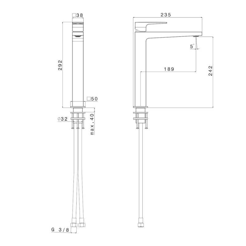 DIMY stojánková umyvadlová baterie vysoká, chrom DM006