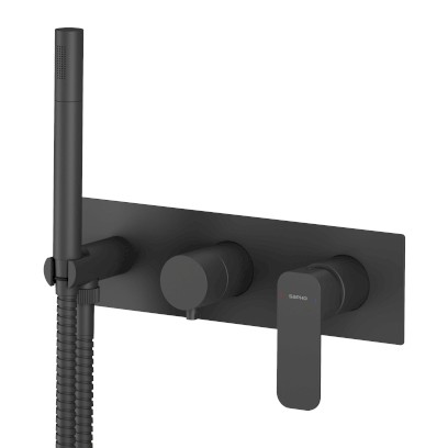 SPY podomítková sprchová/vanová baterie s ruční sprchou, 3 výstupy, černá mat PY53/15