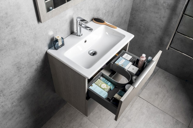 CIRASA umyvadlová skříňka 58x54x39cm, dub stříbrný CR592-1111