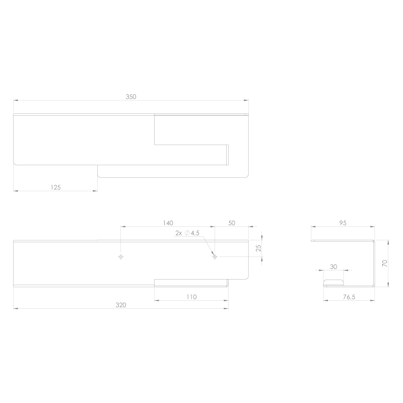 Držák toaletního papíru s poličkou š.35cm, černá mat 33214