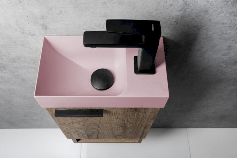 PICCOLINO betonové umývátko 30,8x17cm, baterie vpravo, růžová mat PK30521