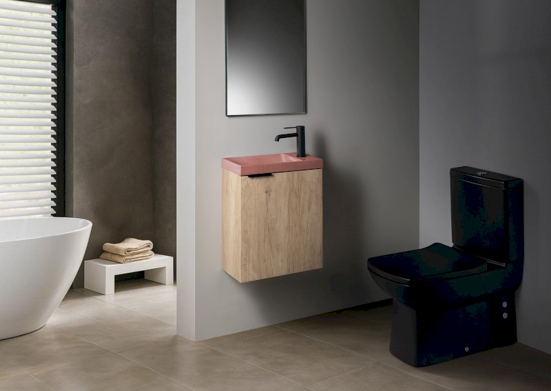 AGOS betonové umývátko 40x22cm, levé/pravé, růžová pololesk AS40021