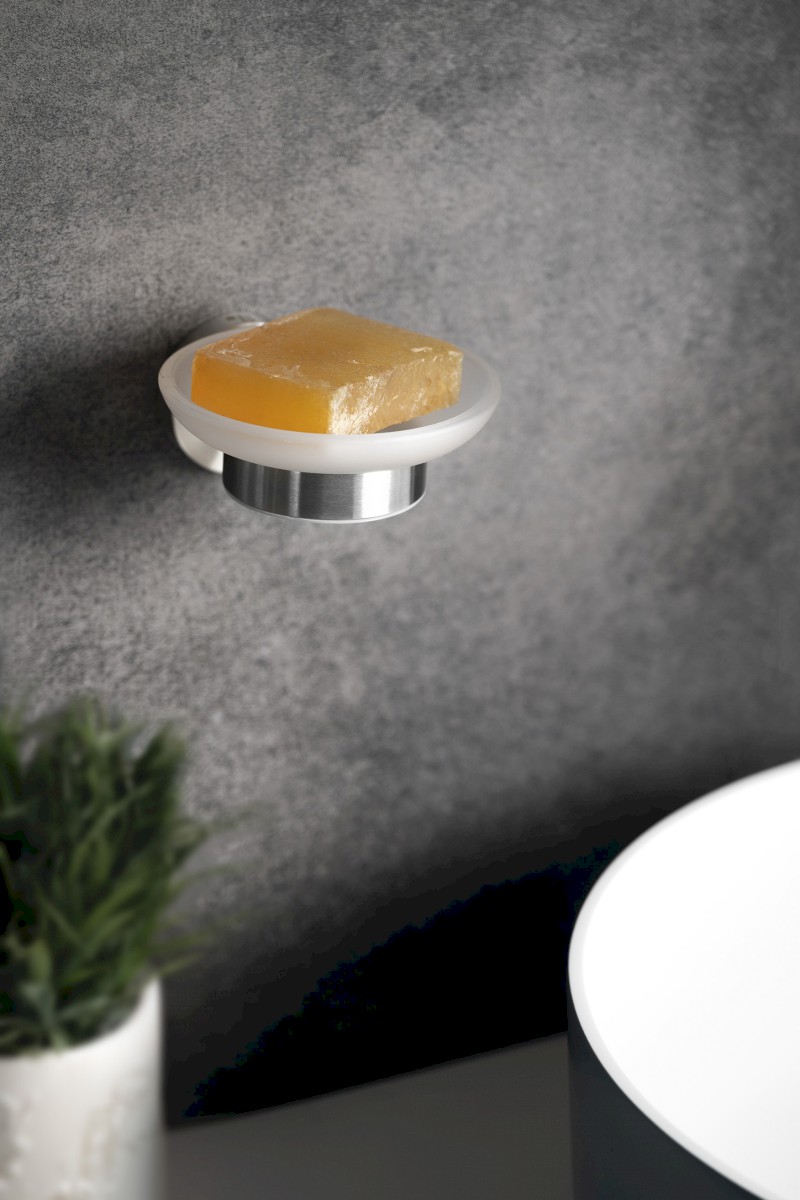 X-STEEL mýdlenka, mléčné sklo, nerez mat XS802