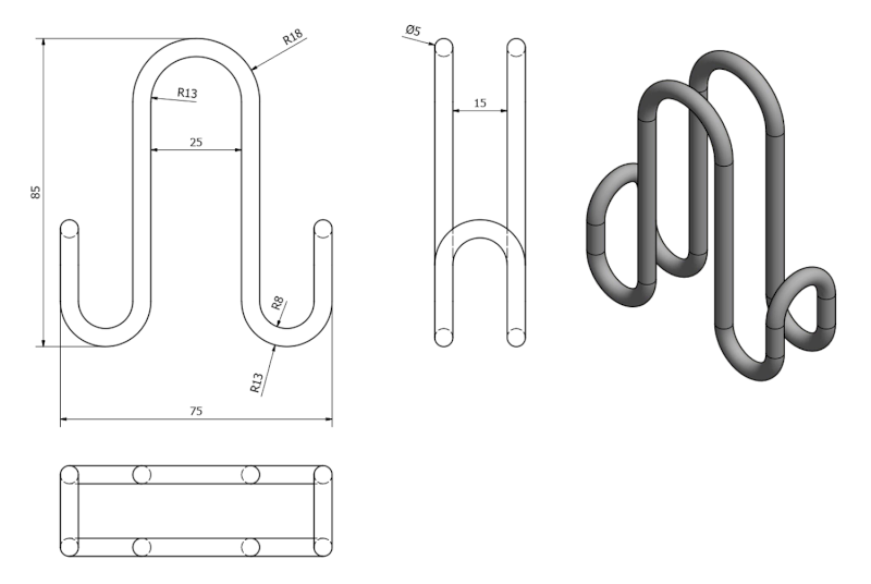 Závěsný háček na sprchové zástěny dvojitý, chrom 37030