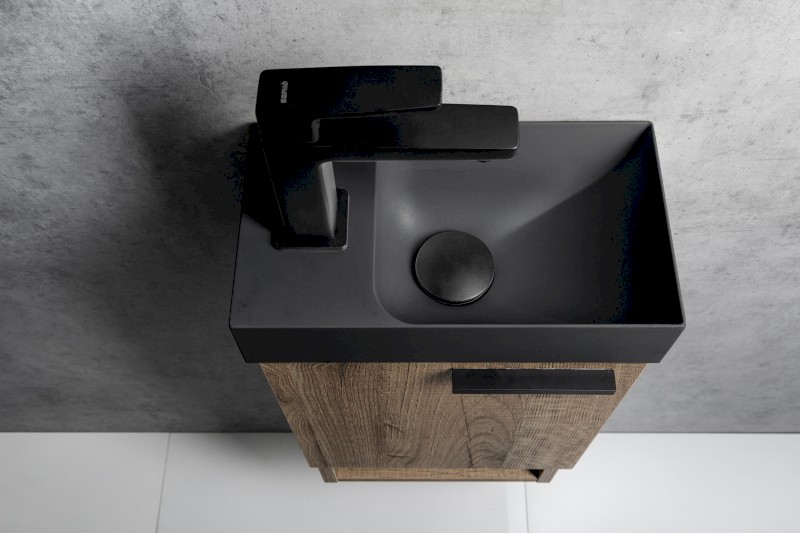 PICCOLINO betonové umývátko 30,8x17cm, baterie vlevo, antracit mat PK30016