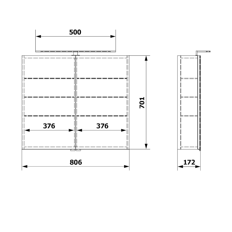 RIWA galerka s LED osvětlením, 81x70x17cm, dub alabama RIW080-0022