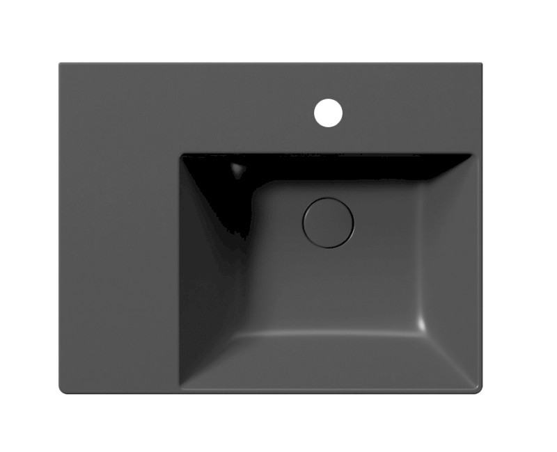 KUBE X keramické umyvadlo 60x47cm, s odkládací plochou vlevo, černá mat 9439126