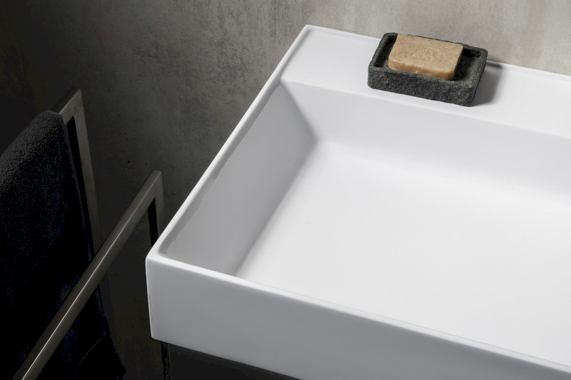 GODIVA umyvadlo, litý mramor, 96x44cm, bez otvoru, bílá GU096-0