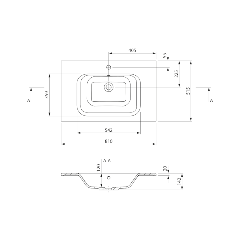 ARECA umyvadlo, litý mramor, 81x51,5cm, bílá AC081