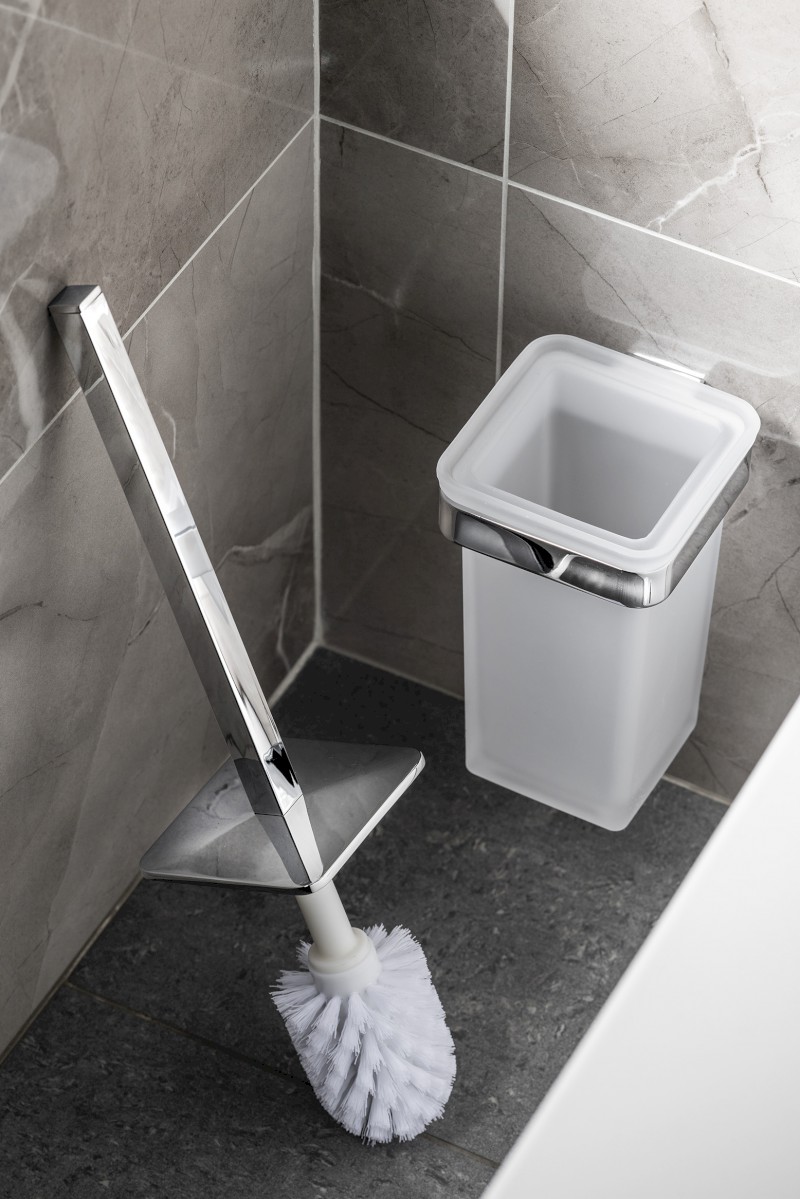 SAMOA WC štětka závěsná, mléčné sklo, chrom A83313