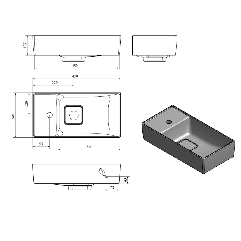 MAXX umývátko se záklopem 47x24cm, litý mramor, levé, bílá MX475