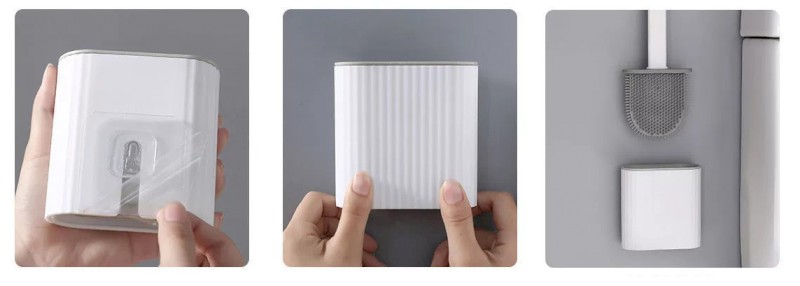 WC silikonová štětka závěsná/na postavení, bílá TF010