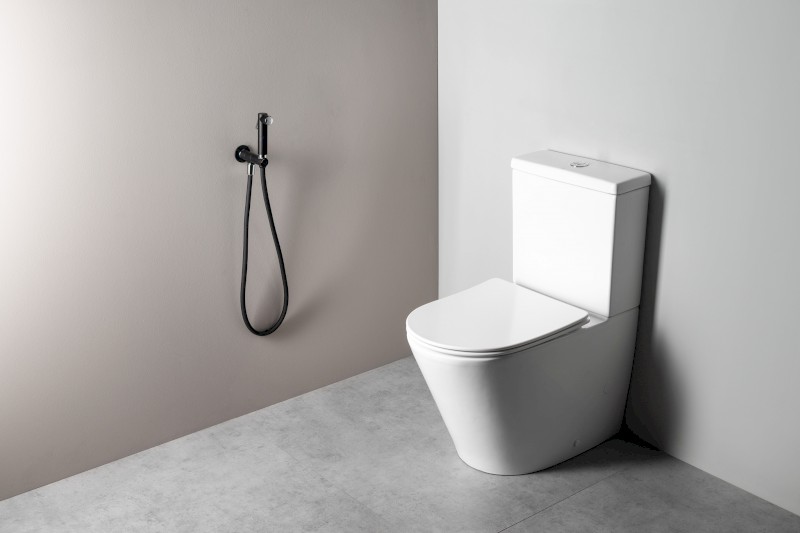 Nástěnný ventil s ruční bidetovou sprškou a bezpečnostní pojistkou,kulatý,černá mat SG107NE