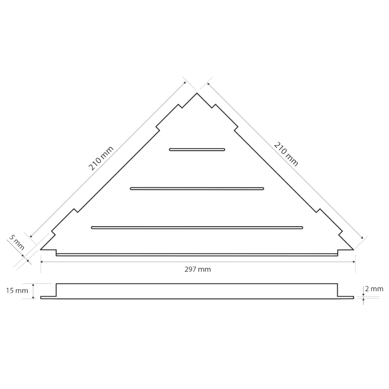 SMART rohová police do spár 297x15x210mm, nerez lesk XJ615