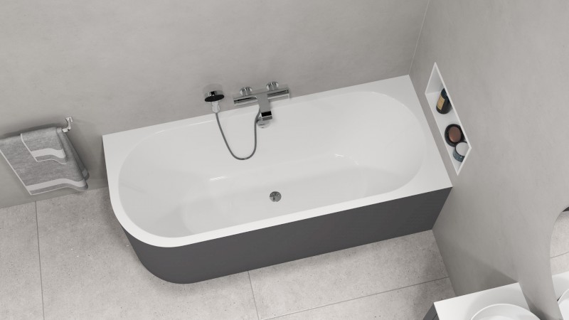 VIVA R MONOLITH asymetrická vana 180x75x60cm, bílá/carina 72129M.41