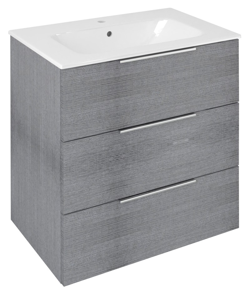 CIRASA umyvadlová skříňka 69,8x75x46cm, 3x zásuvka, dub stříbrný CR731-1111