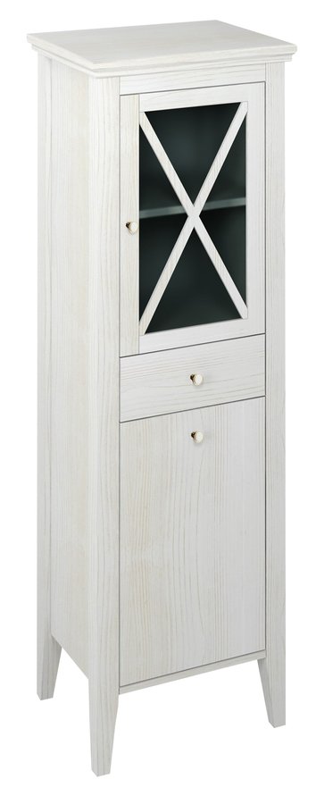 CROSS skříňka vysoká s prádelním košem 49x170x39cm, pravá, starobílá CR215