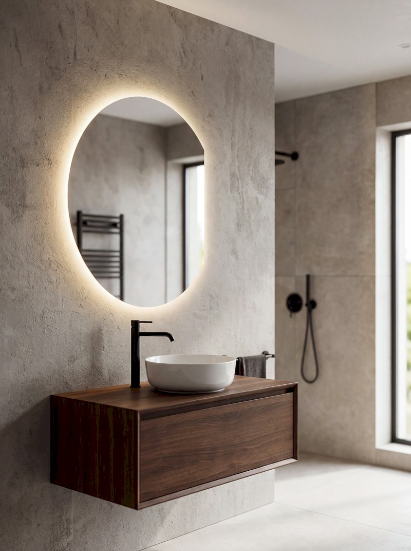 DARA CUT zrcadlo s LED podsvícením 20W, ø 100x90cm, topná fólie 34900CI