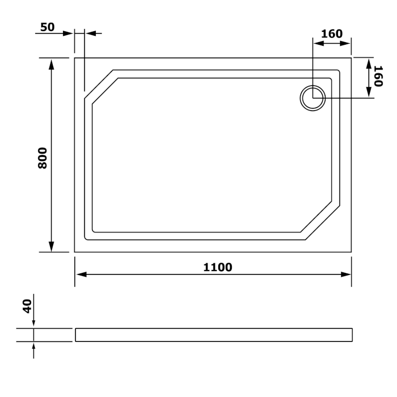 SARA sprchová vanička z litého mramoru, obdélník 110x80cm, bílá HS11080