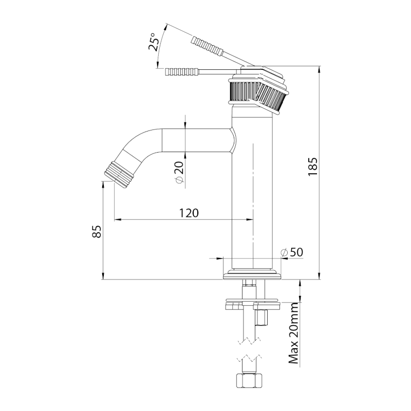 VERSI stojánková umyvadlová baterie, bronz RV002/18