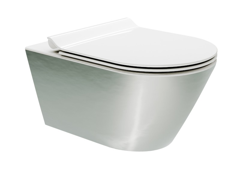 KUBE X závěsná WC mísa GeniusFlush, 36x55cm, bílá/stříbrná 941355