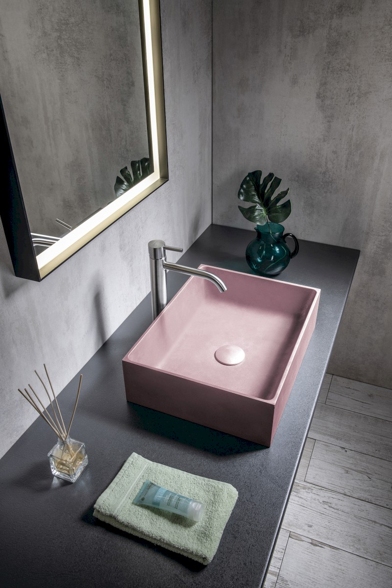 FORMIGO betonové umyvadlo na desku, 47,5x36,5cm, růžová mat FG121