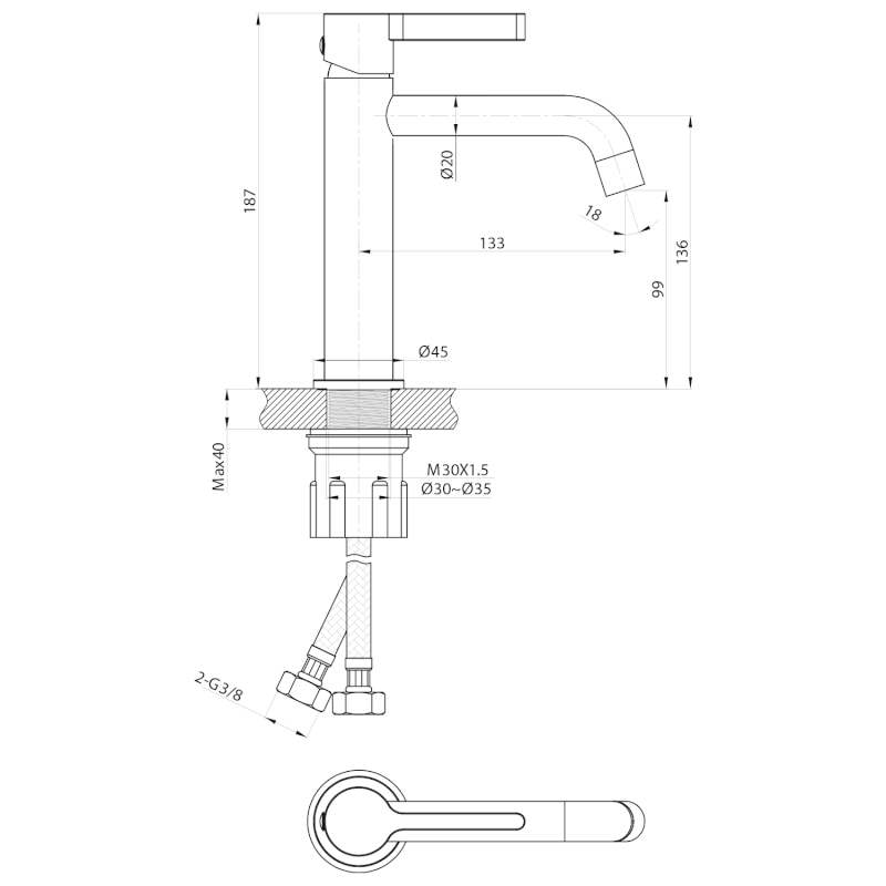 ICONIC stojánková umyvadlová baterie, zlato mat AF002GB