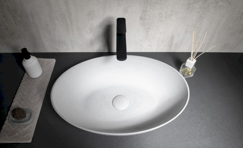 FORMIGO betonové umyvadlo na desku, 60x40cm, šedá mat FG217