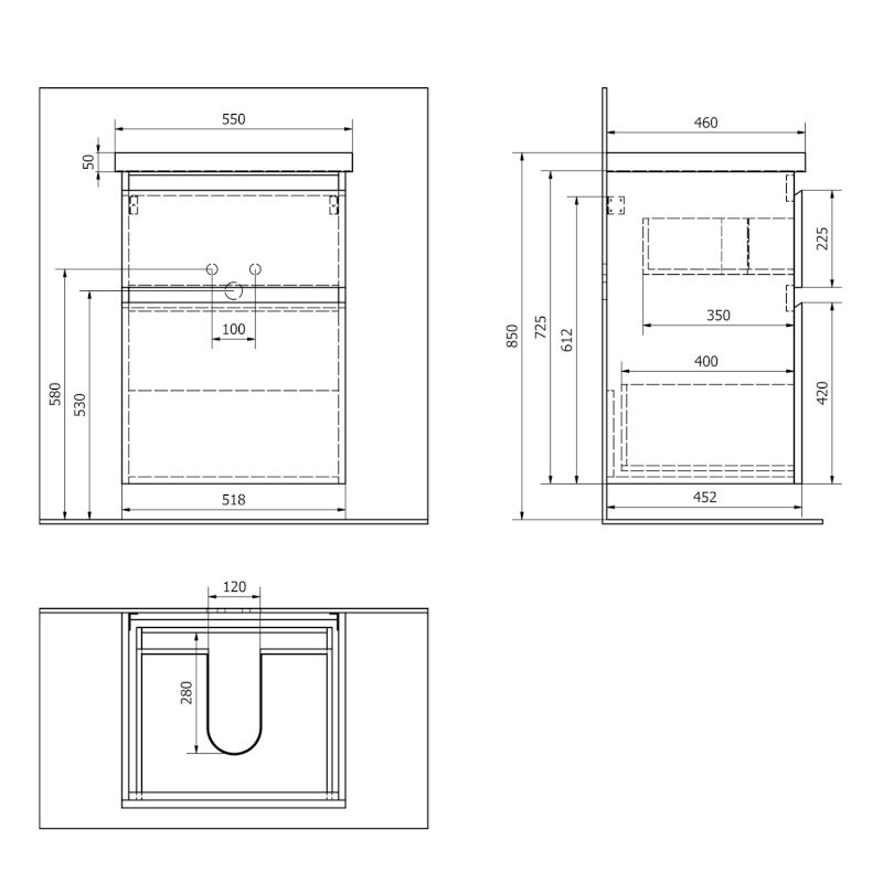 ALTAIR umyvadlová skříňka 52x72,5x45cm, bílá AI255