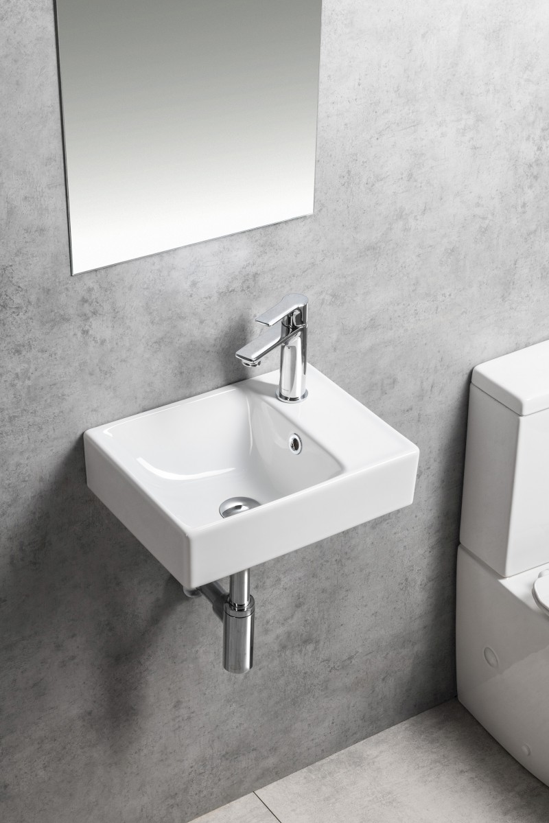 NUALI keramické umývátko 40x30cm, baterie vpravo, bílá TU0128