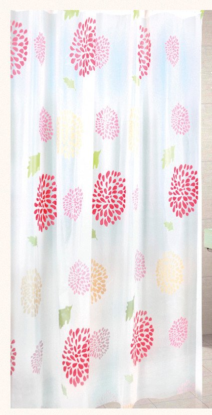 Sprchový závěs 180x200cm, vinyl, květovaný, červená ZV015