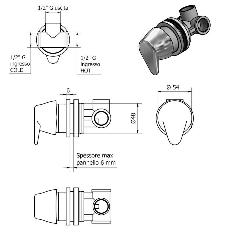TINY páková baterie na okraj vany, chrom TMC12TY